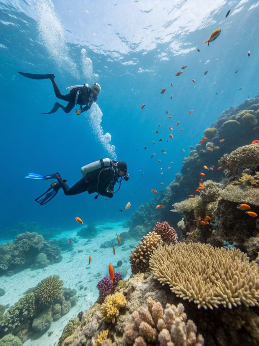 Immersione sub acqua sulla spiaggia
